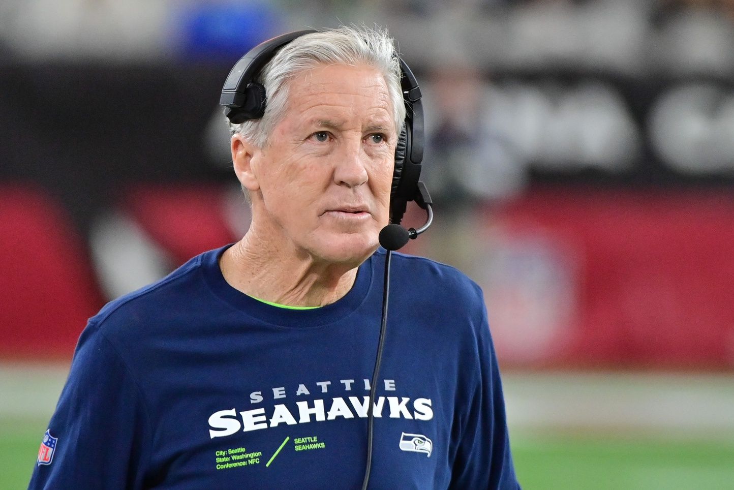 Seattle Seahawks head coach Pete Carroll looks on in the second half against the Arizona Cardinals.