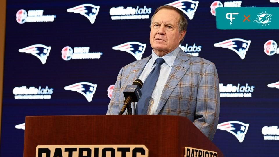 New England Patriots former head coach Bill Belichick holds a press conference at Gillette Stadium to announce his exit from the team.