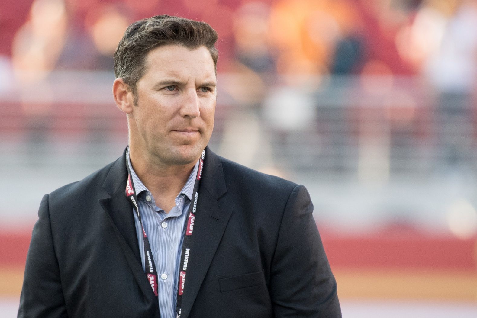 San Francisco 49ers vice president of player personnel Adam Peters before the game against the Denver Broncos at Levi's Stadium.