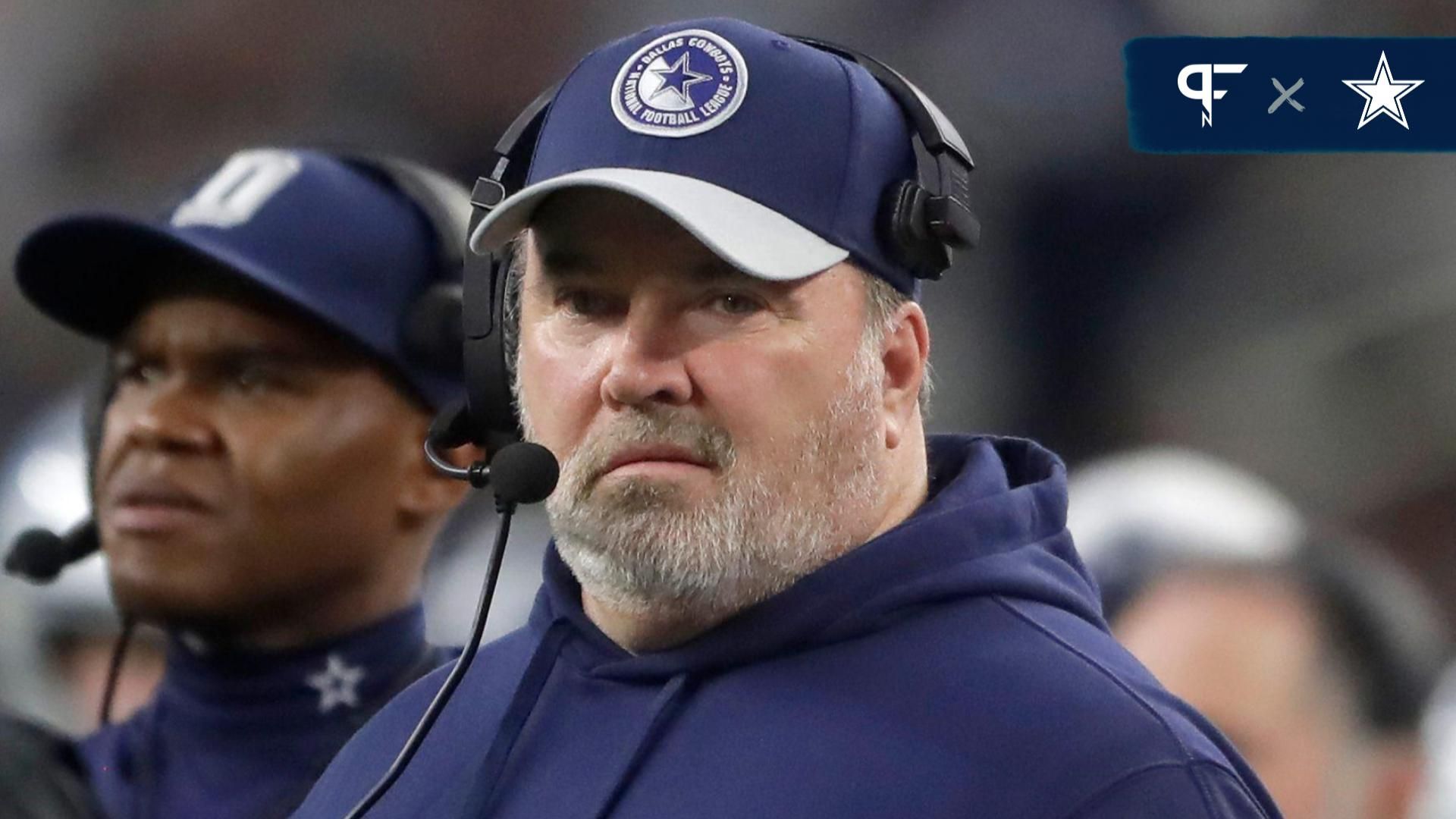 Dallas Cowboys coach Mike McCarthy against the Green Bay Packers during the fourth quarter of their wild card playoff game Sunday, January 14, 2024 at AT&T Stadium in Arlington, Texas. Green Bay defeated Dallas 48-32.