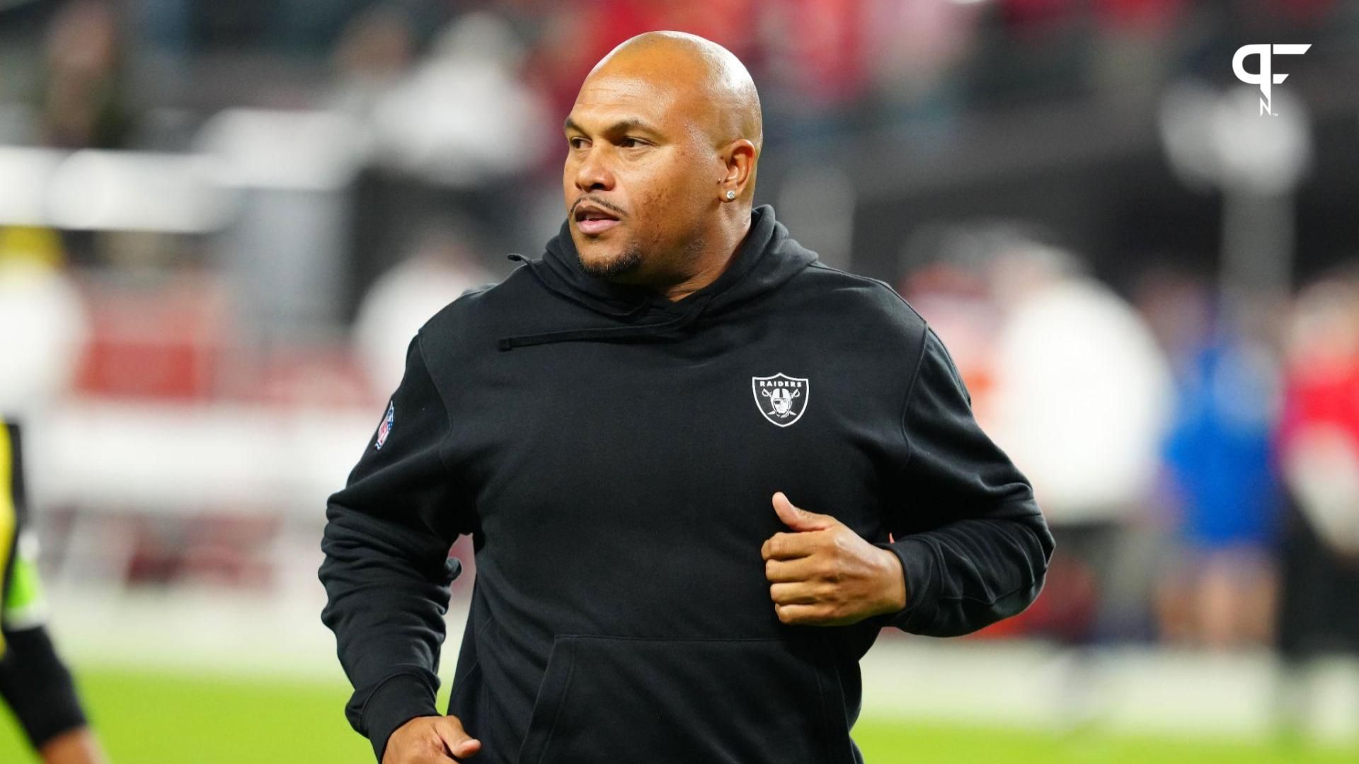 Las Vegas Raiders interim head coach Antonio Pierce leaves the field after the Chiefs defeated the Raiders 31-17 at Allegiant Stadium.