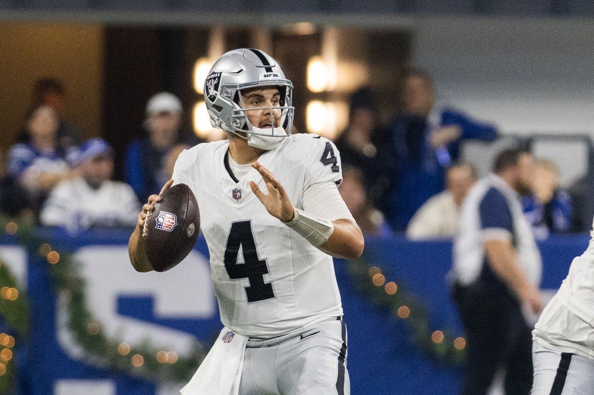 If not the 2024 starter, Las Vegas Raiders QB Aidan O'Connell may be a taxi squad candidate for fantasy football managers.