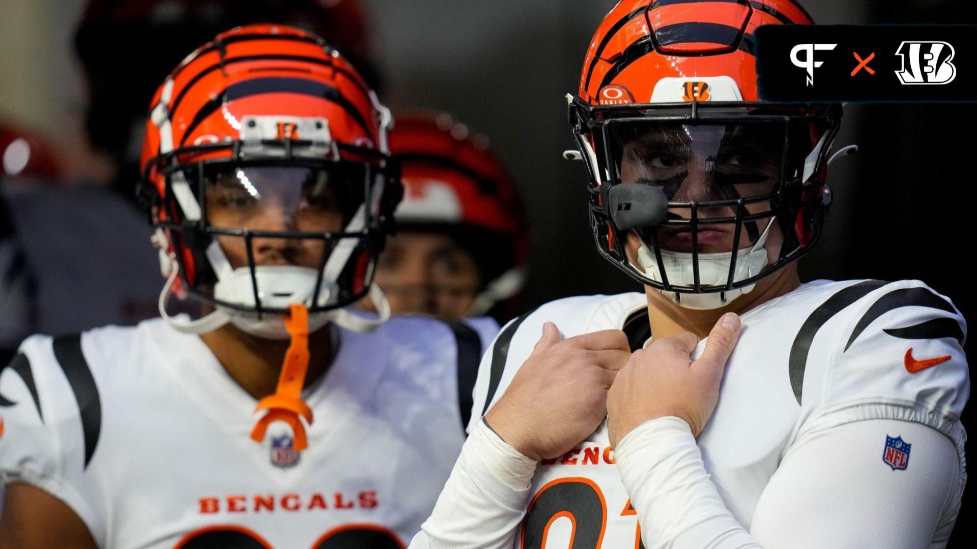 Cincinnati Bengals defensive end Trey Hendrickson (91) stands by before the first quarter of the NFL 16 game between the Pittsburgh Steelers and the Cincinnati Bengals at Acrisure Stadium in Pittsburgh on Saturday, Dec. 23, 2023. The Steelers led 24-0 at halftime.