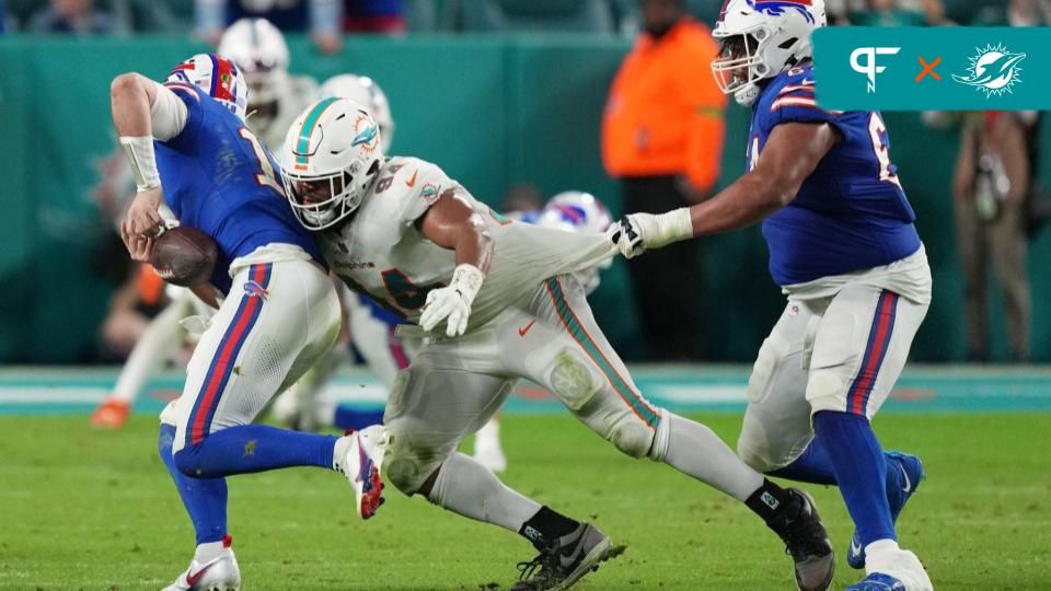 Miami Dolphins DT Christian Wilkins (94) sacks Buffalo Bills QB Josh Allen (17).