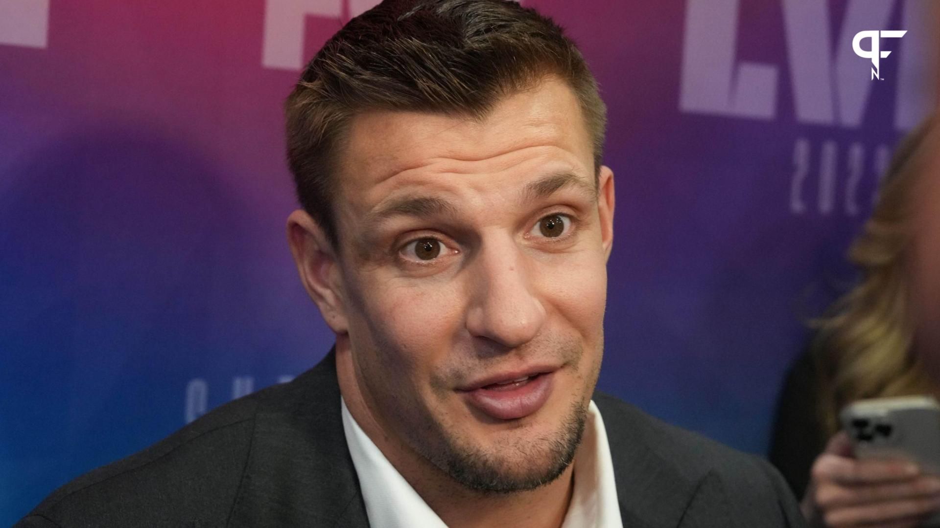 Rob Gronkowski at Fox Sports media day at the Phoenix Convention Center.