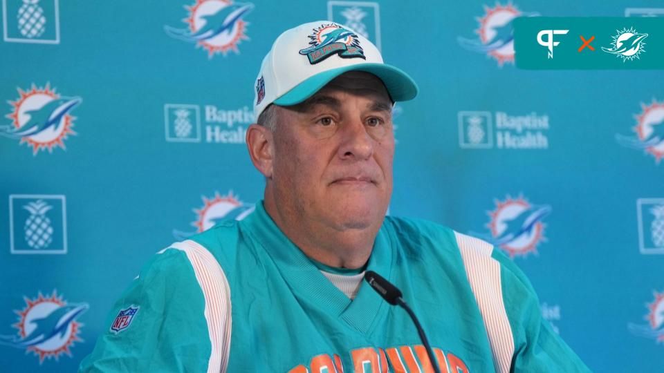 Miami Dolphins defensive coordinator Vic Fangio at press conference at the PSD Bank Arena.