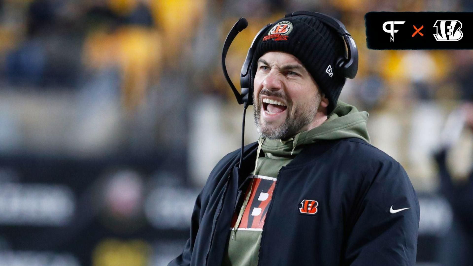 Cincinnati Bengals quarterbacks coach Dan Pitcher on the sidelines against the Pittsburgh Steelers during the second quarter at Acrisure Stadium.