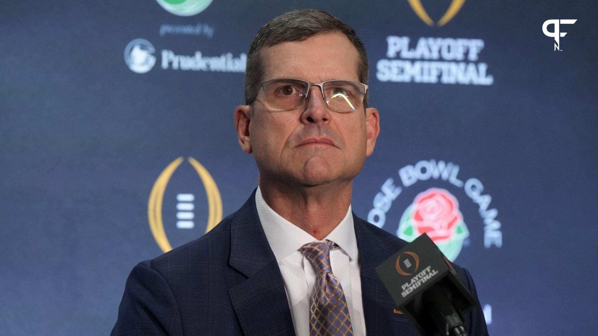 Michigan Wolverines head coach Jim Harbaugh at the Rose Bowl coaches press conference at the Sheraton Grand.