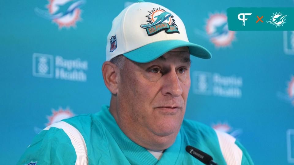 Miami Dolphins defensive coordinator Vic Fangio at press conference at the PSD Bank Arena.