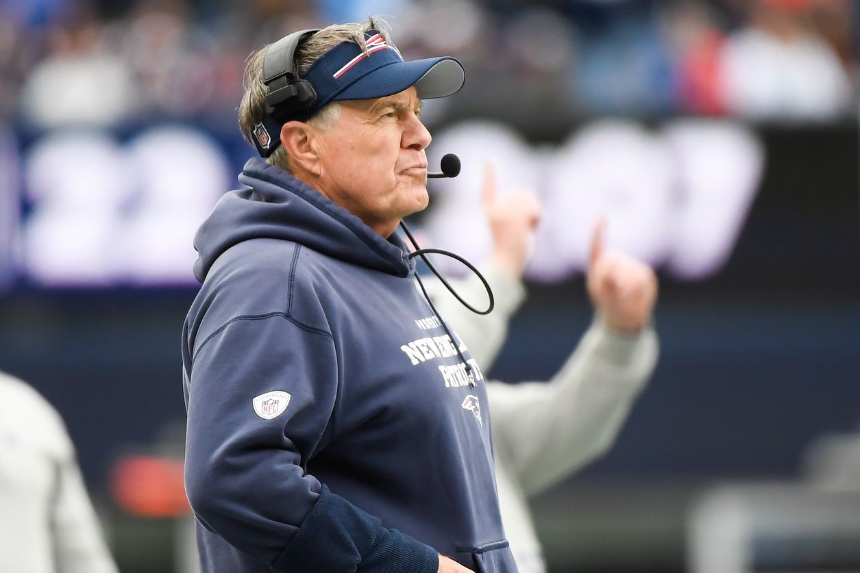 New England Patriots head coach Bill Belichick looks on during the second half against the Buffalo Bills at Gillette Stadium.