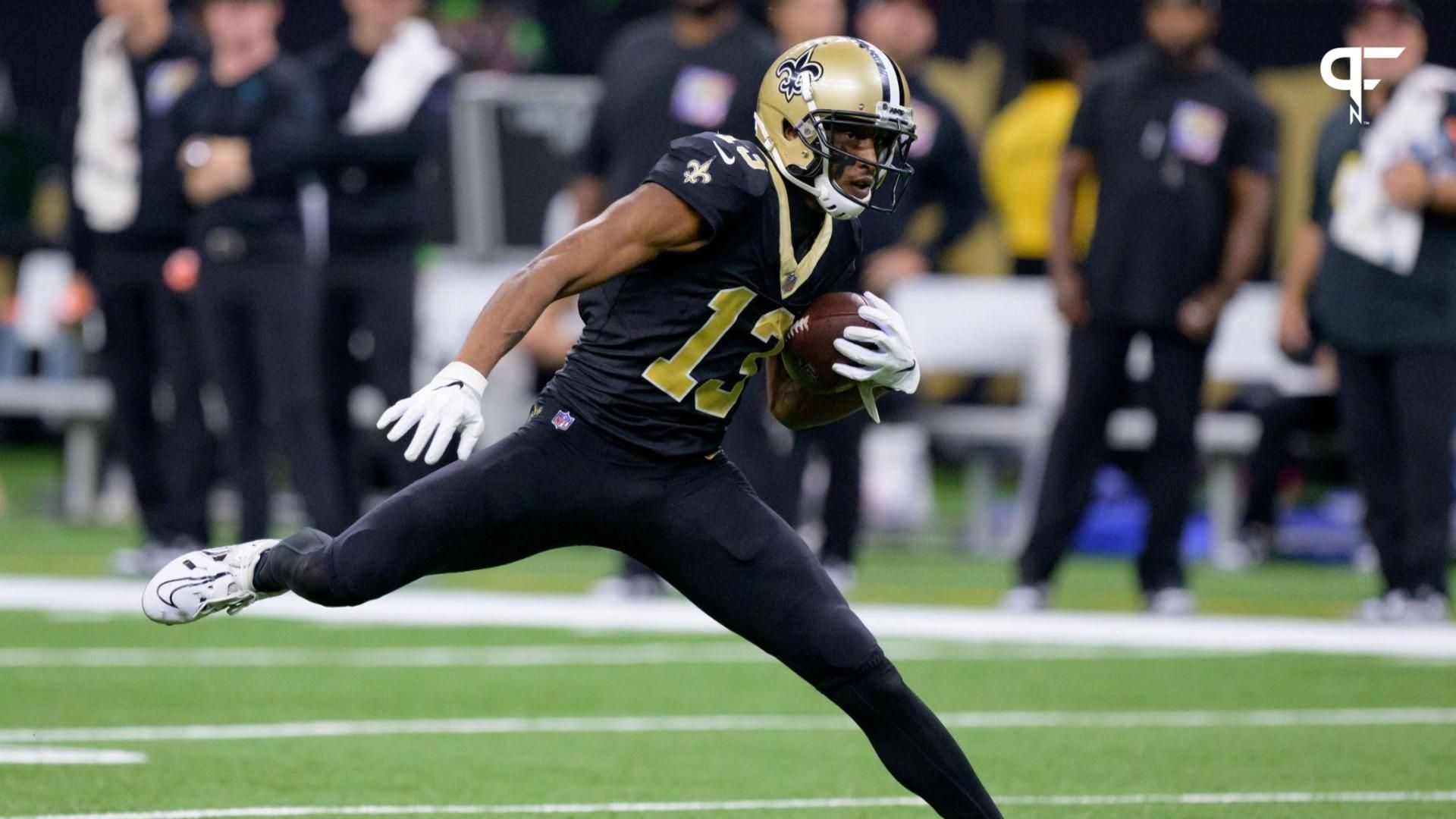 New Orleans Saints wide receiver Michael Thomas (13) runs after a completion against the Jacksonville Jaguars at the Caesars Superdome.