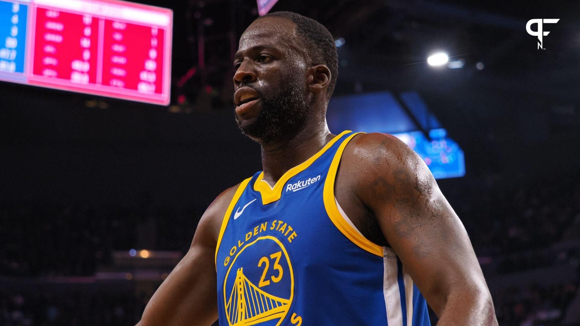 Golden State Warriors forward Draymond Green (23) walks off the court at half time against the Los Angeles Clippers at Chase Center.