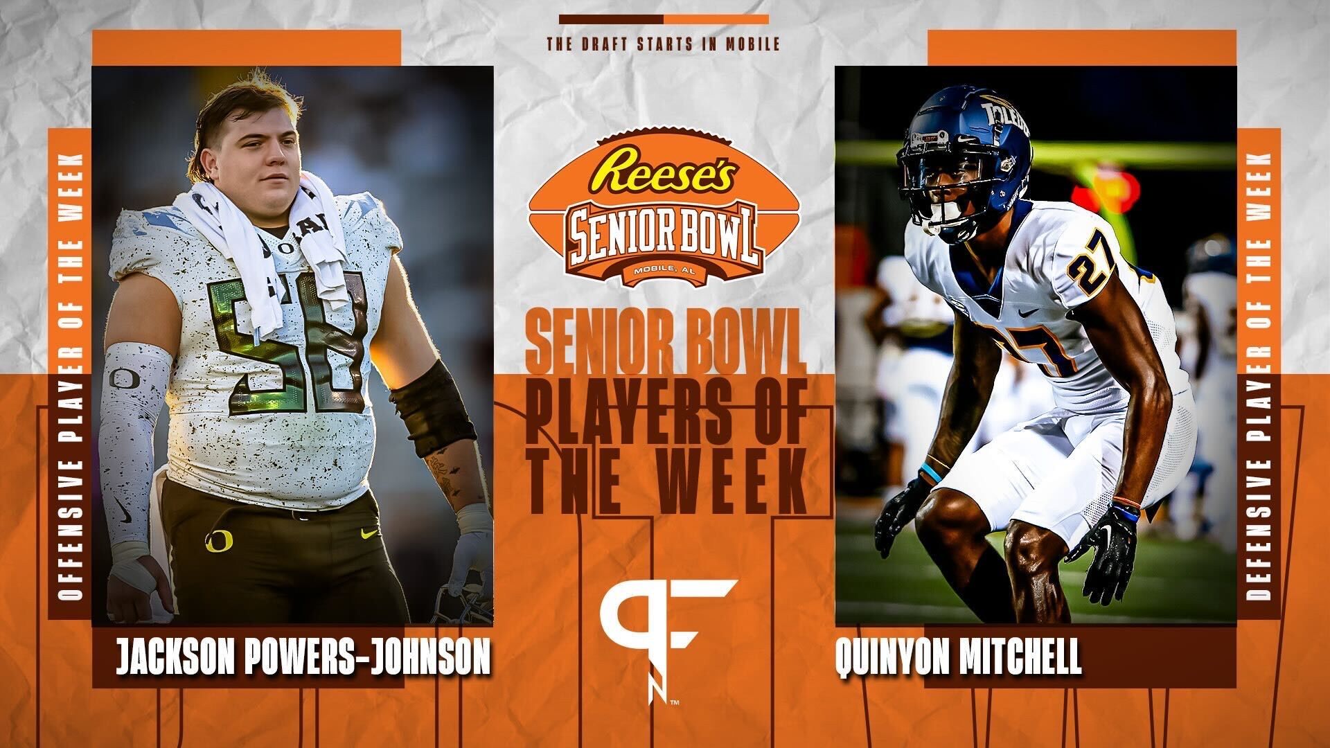 PFN Names Jackson Powers-Johnson, Quinyon Mitchell Senior Bowl Players of the Week