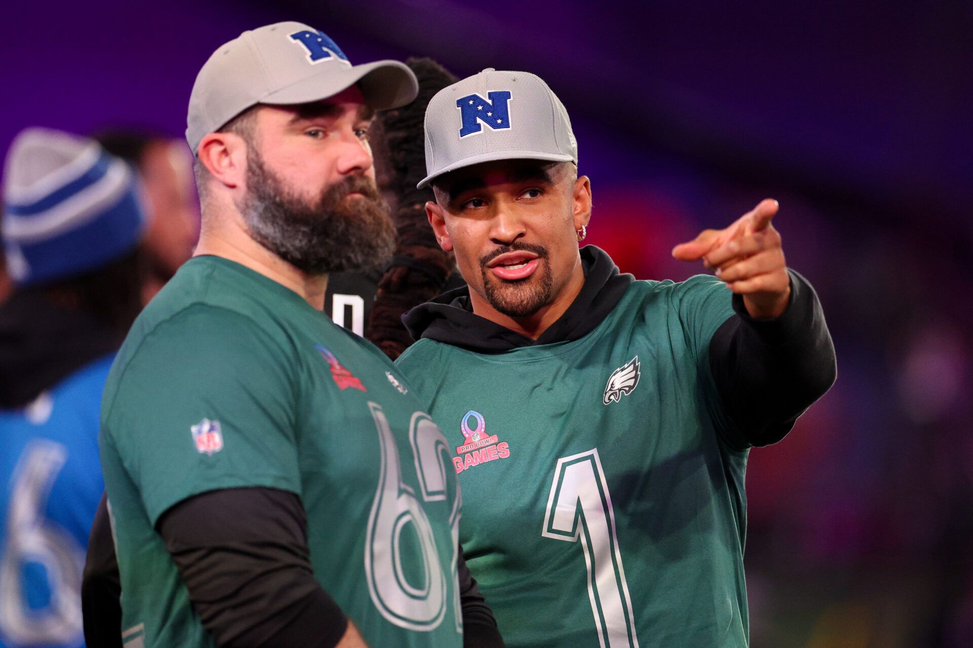 Philadelphia Eagles quarterback Jalen Hurts (1) participates in the NFL Pro Bowl Skills Competition at the UCF NIcholson Fieldhouse.