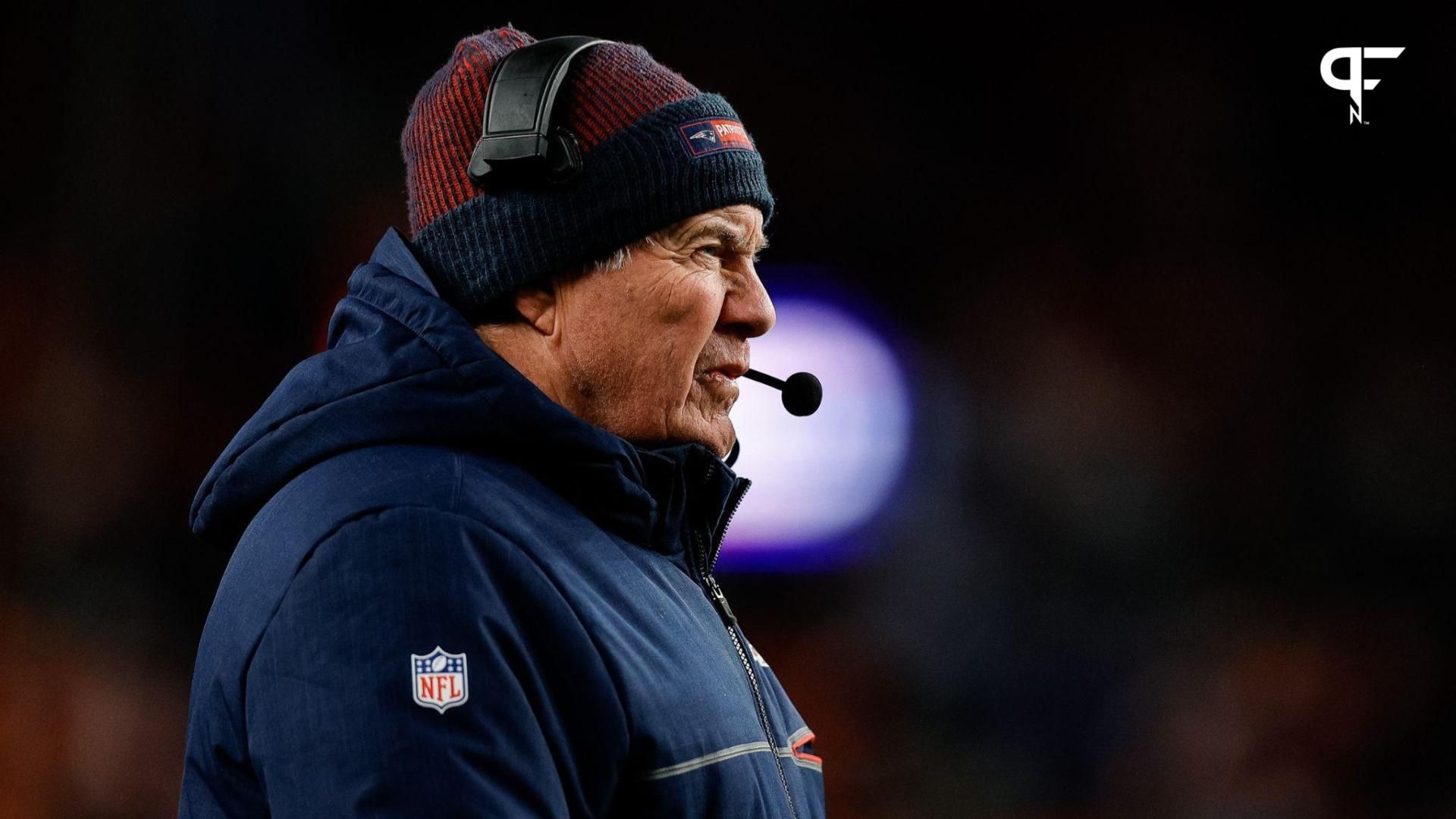 New England Patriots head coach Bill Belichick in the second quarter against the Denver Broncos at Empower Field at Mile High.