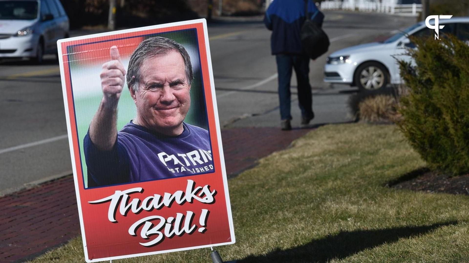 HYANNIS 01/12/24 A pop-up tribute to longtime Patriots coach Bill Belichick along Barnstable Rd in Hyannis on Friday morning after it was announced Jerod Mayo will be the team's new head coach. Steve...