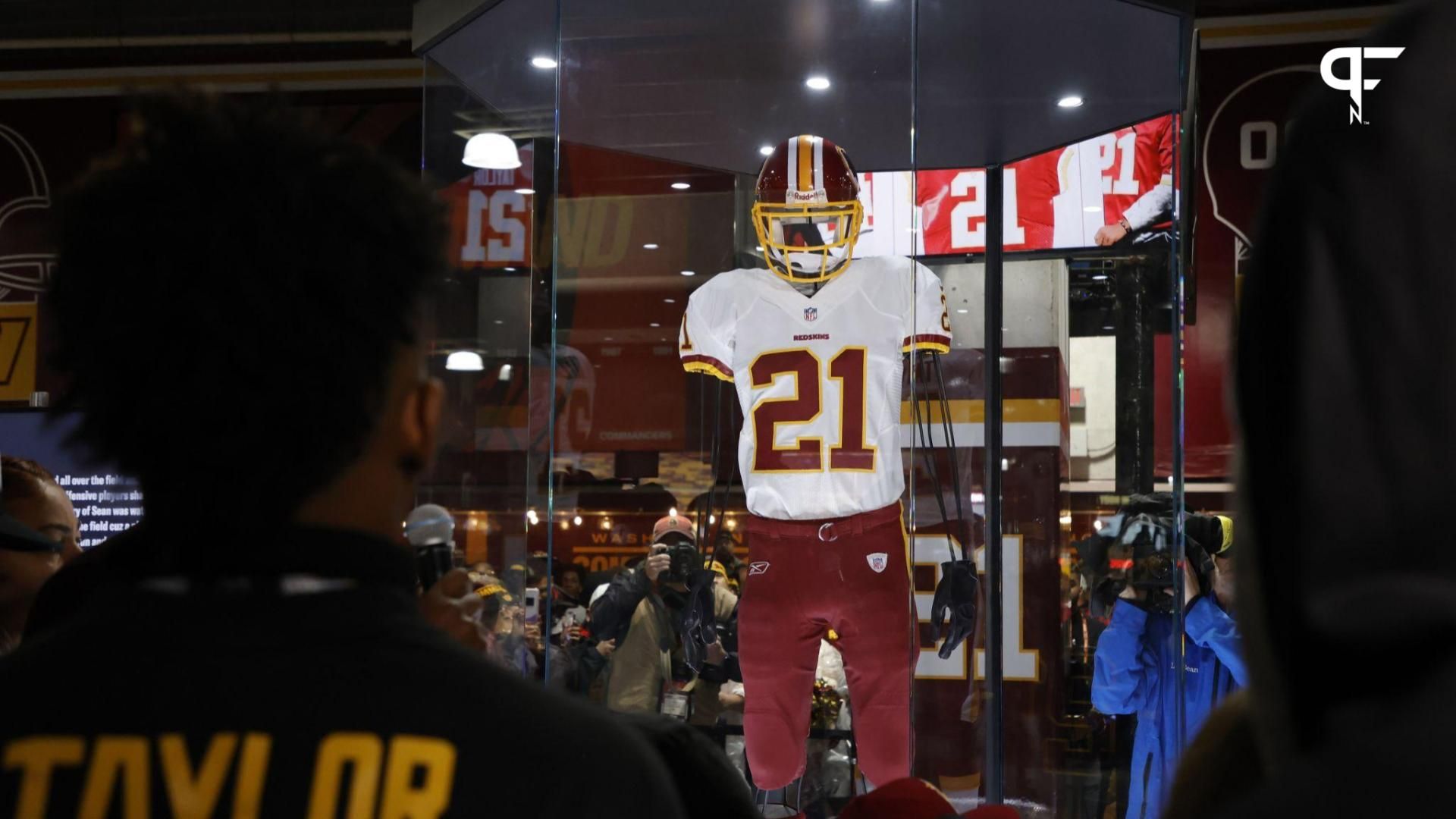 A view of a memorial honoring the 15th year of former Washington Redskins safety Sean Taylor's passing prior to the Commanders' game against the Atlanta Falcons at FedExField.