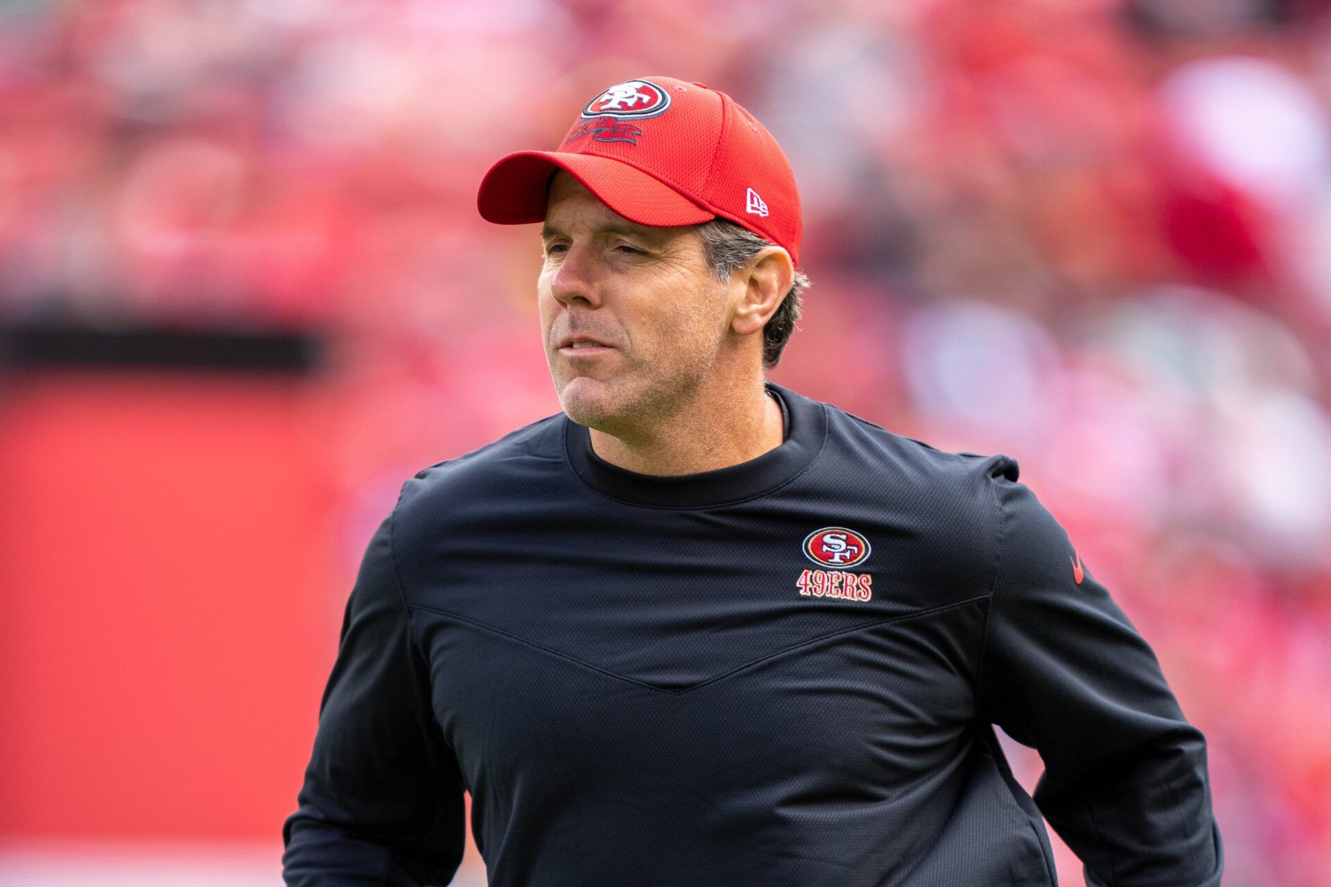 San Francisco 49ers quarterbacks coach Brian Griese before the game against the Seattle Seahawks.