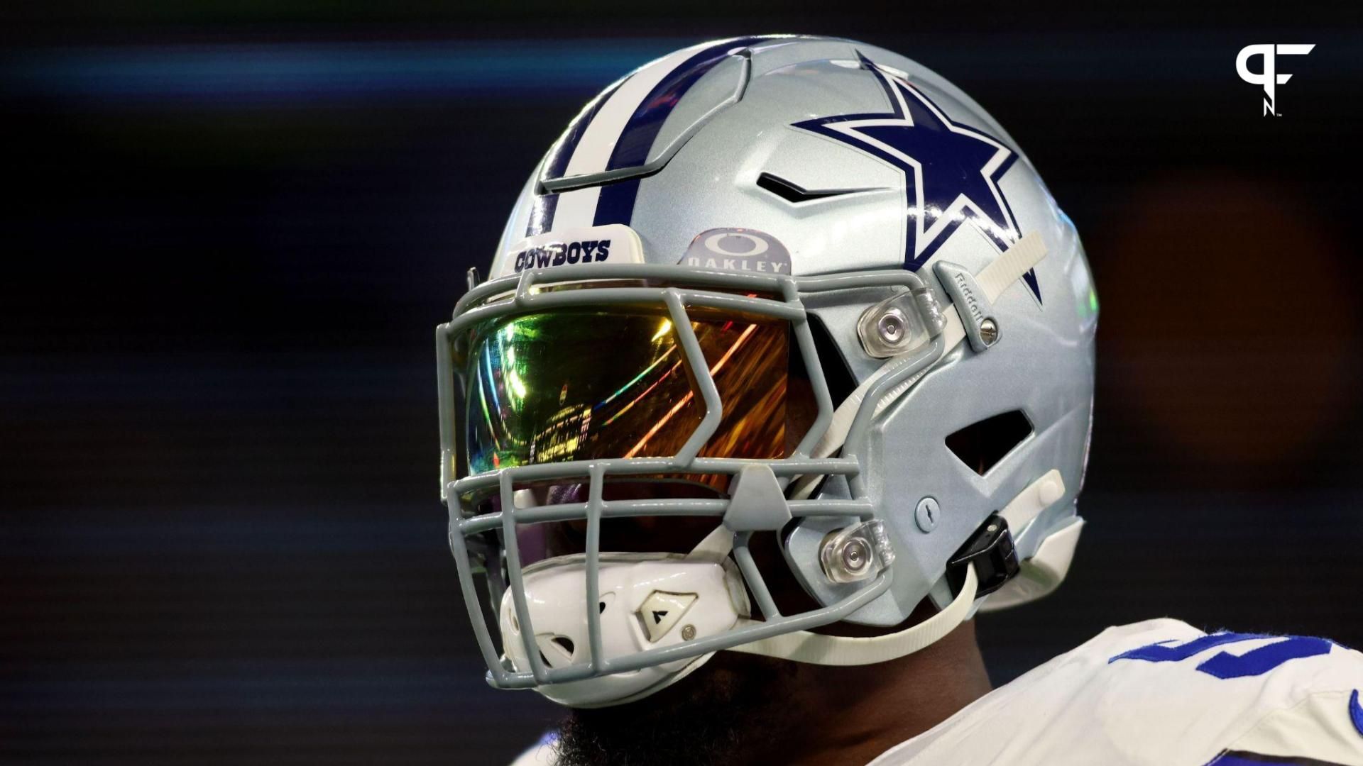 Dallas Cowboys defensive end DeMarcus Lawrence (90) practices before the 2024 NFC wild card game against the Green Bay Packers at AT&T Stadium.