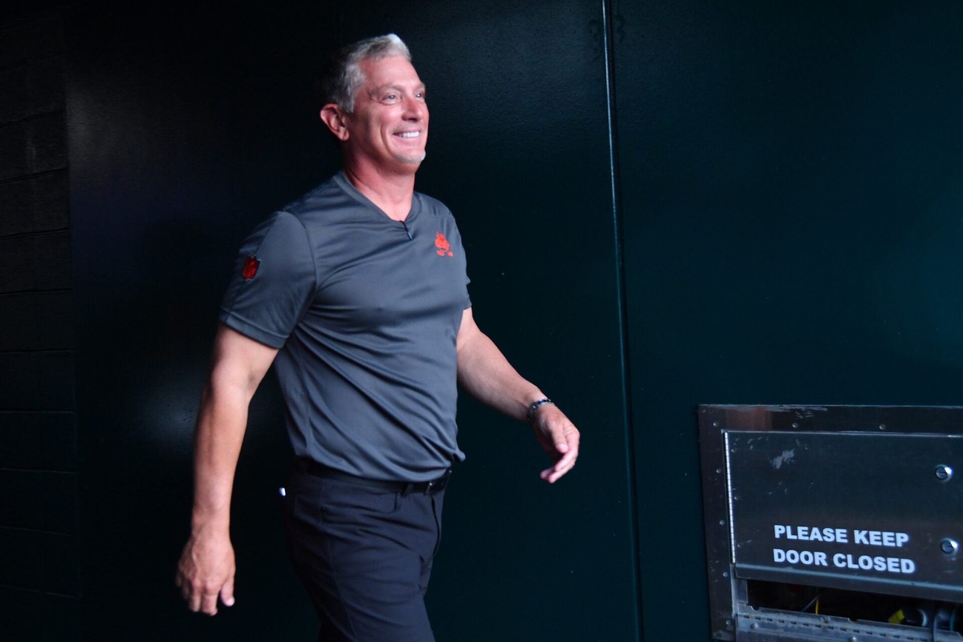 Cleveland Browns defensive coordinator Jim Schwartz walks to the field against the Philadelphia Eagles at Lincoln Financial Field.