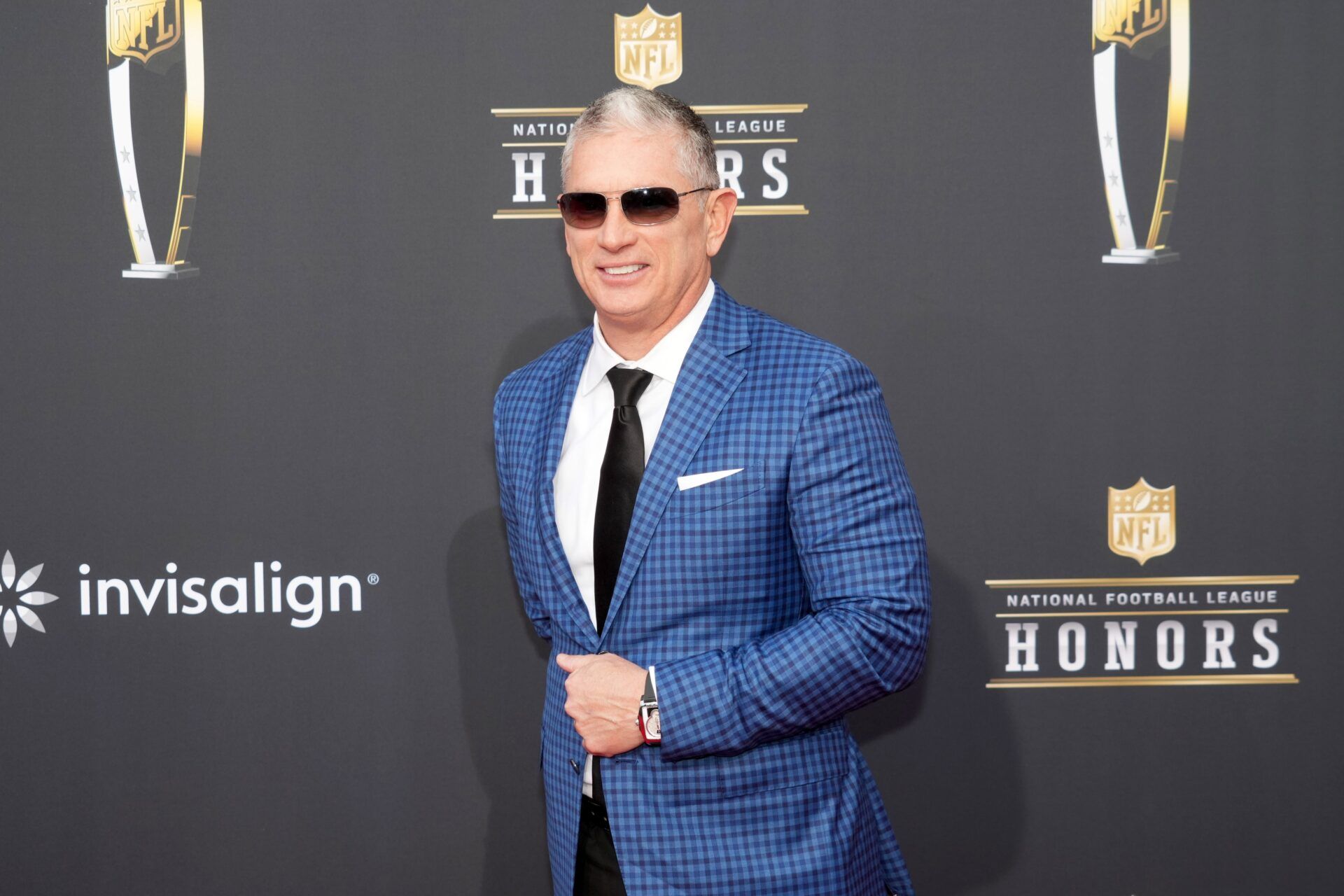 Cleveland Browns defensive coordinator Jim Schwartz on the red carpet before the NFL Honors show at Resorts World Theatre.