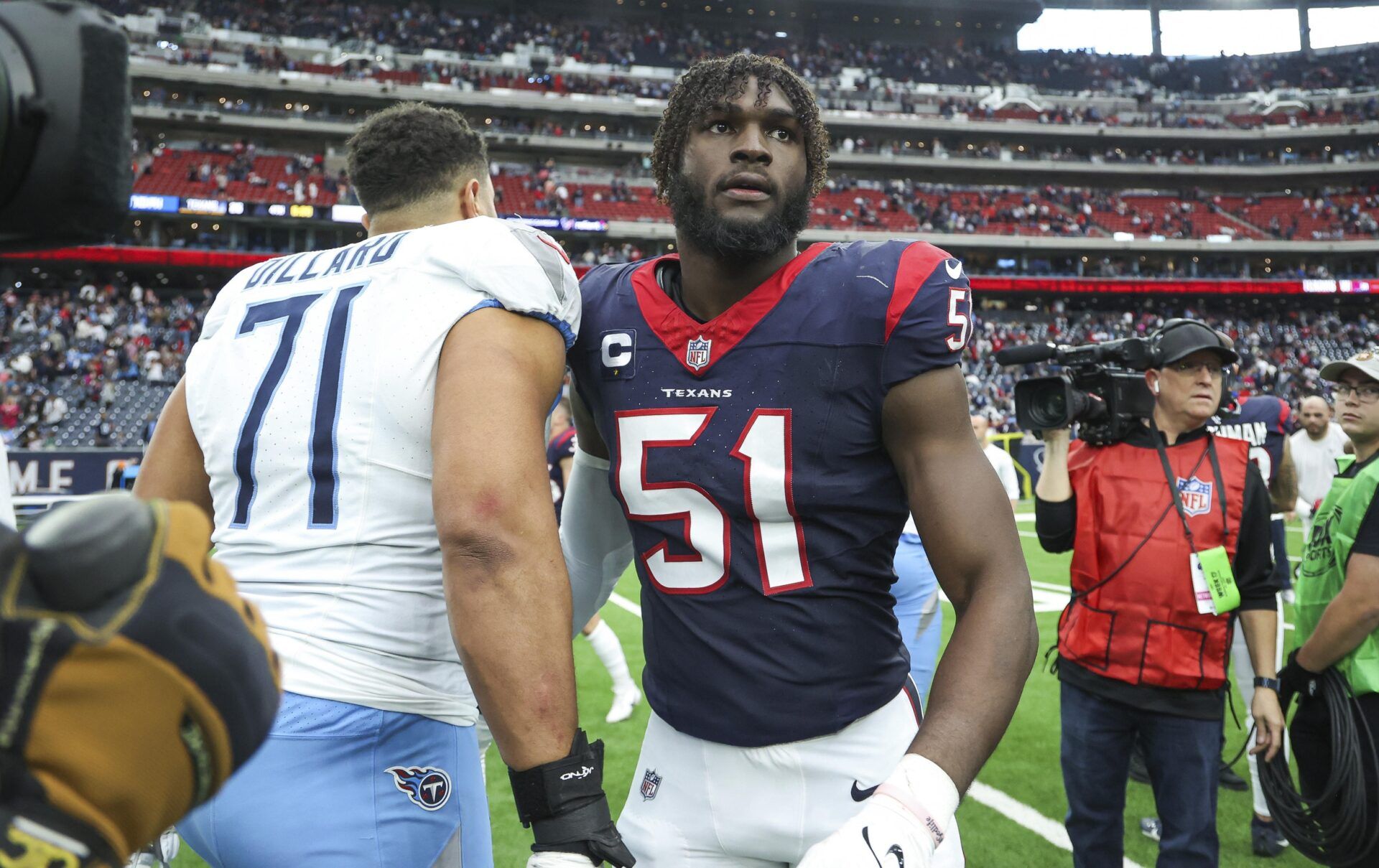 Houston Texans defensive end Will Anderson Jr. (51) walks on the field after the game against the Tennessee Titans.