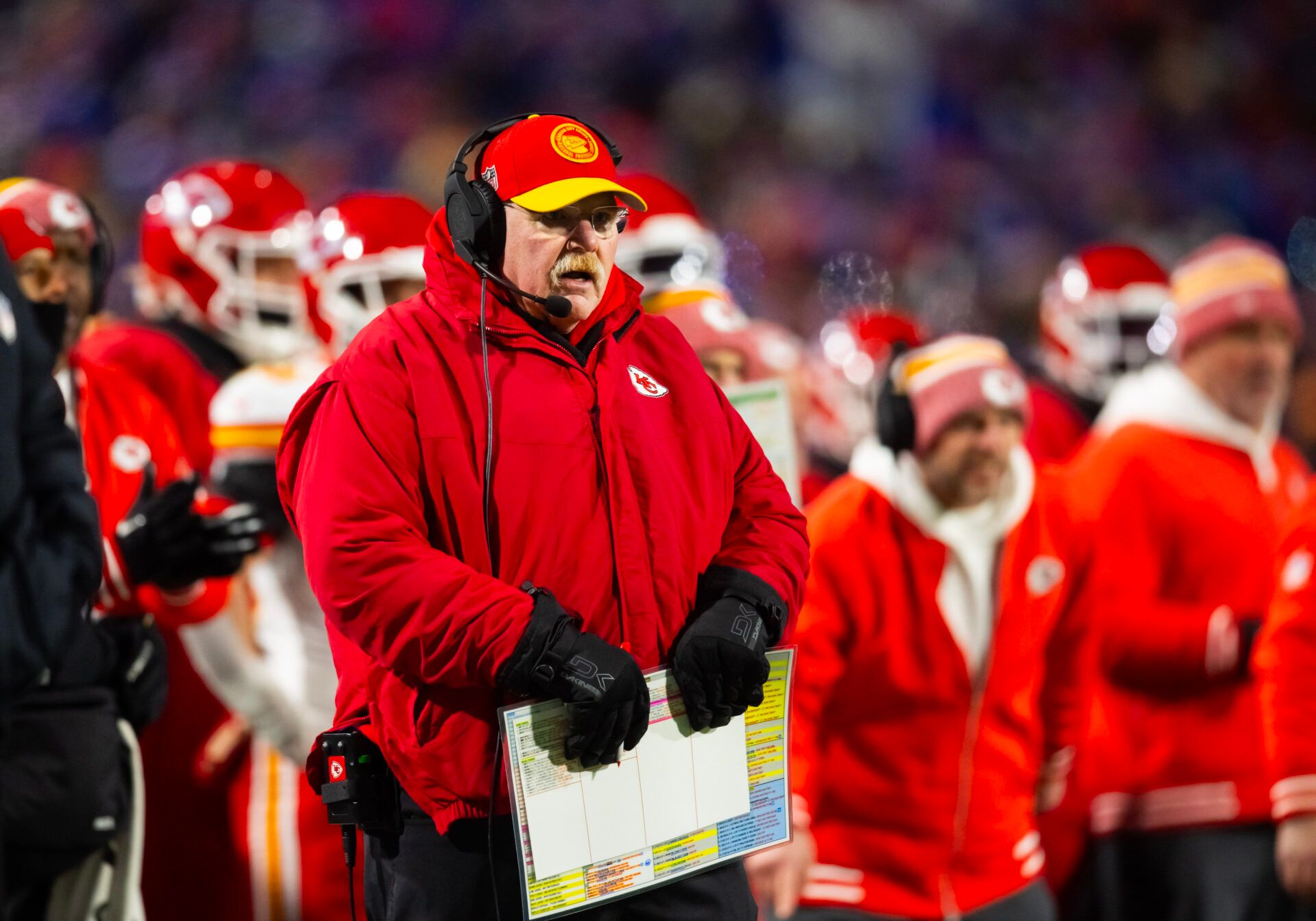 Kansas City head coach Andy Reid against the Buffalo Bills for the 2024 AFC divisional round game at Highmark Stadium.