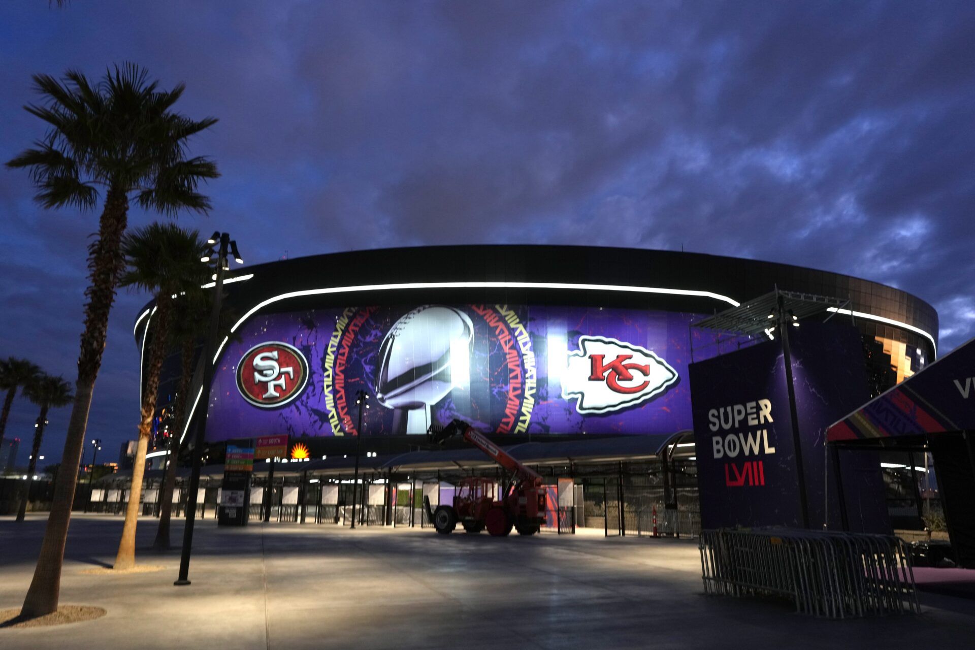 A general overall view of Allegiant Stadium, the site of Super Bowl 58 between the San Francisco 49ers and the Kansas City Chiefs.