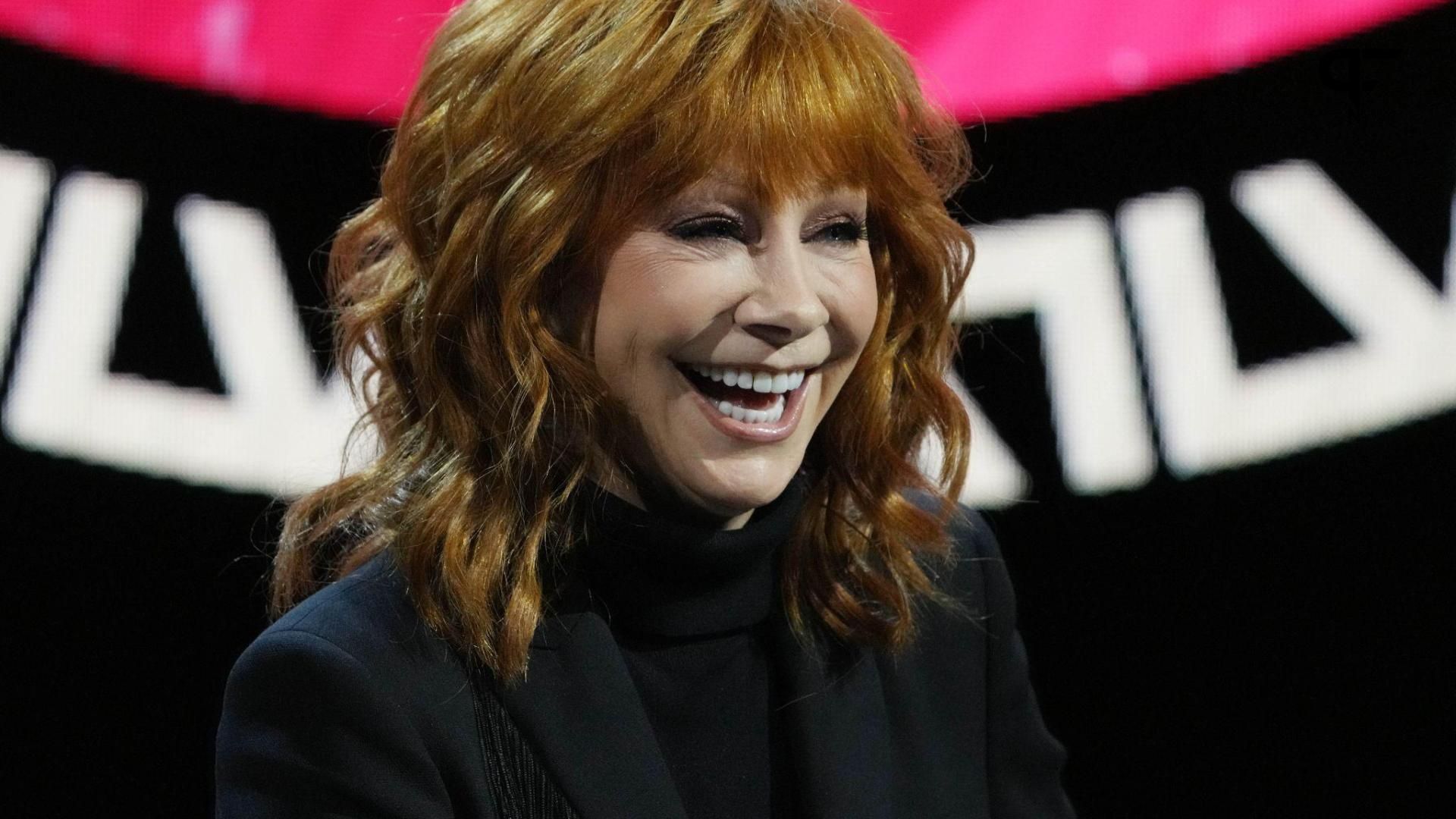 Recording artist Reba McEntire during the Super Bowl LVIII pregame and halftime show press conference at the Mandalay Bay Convention Center.