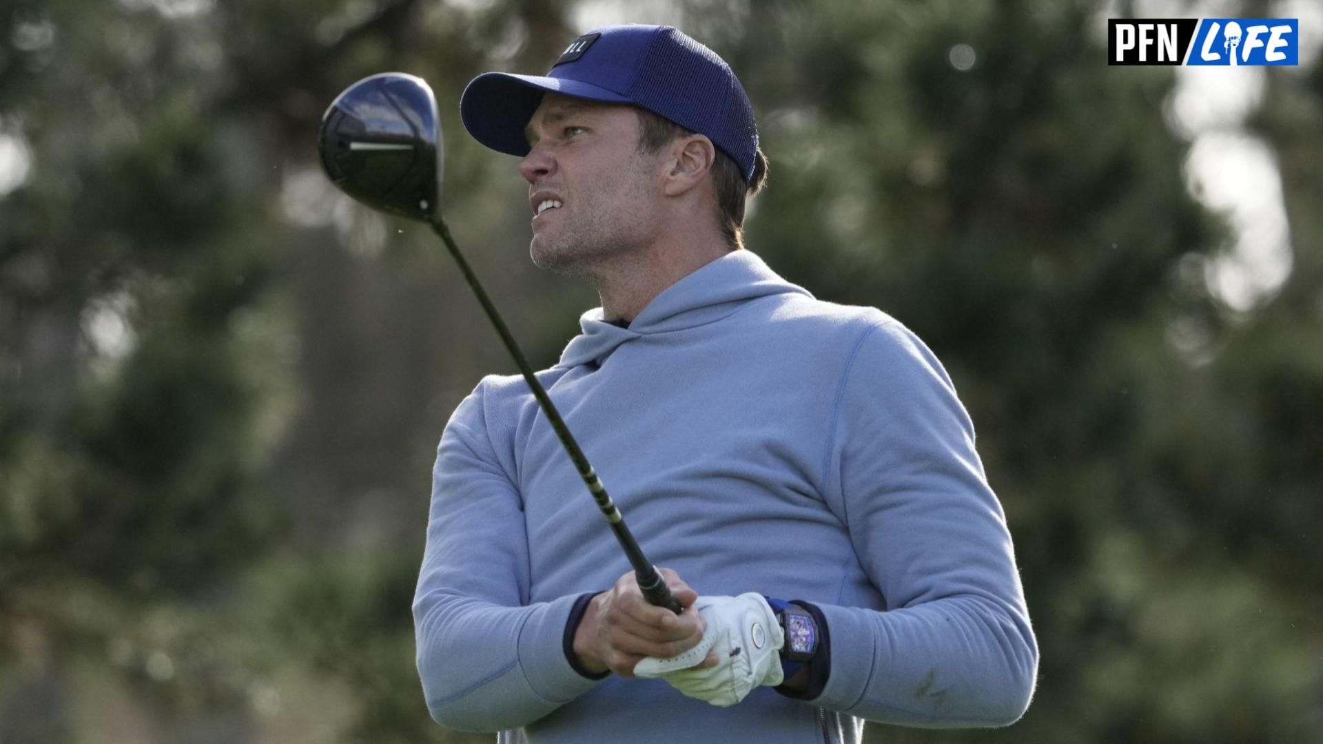 Former NFL quarterback Tom Brady plays golf.