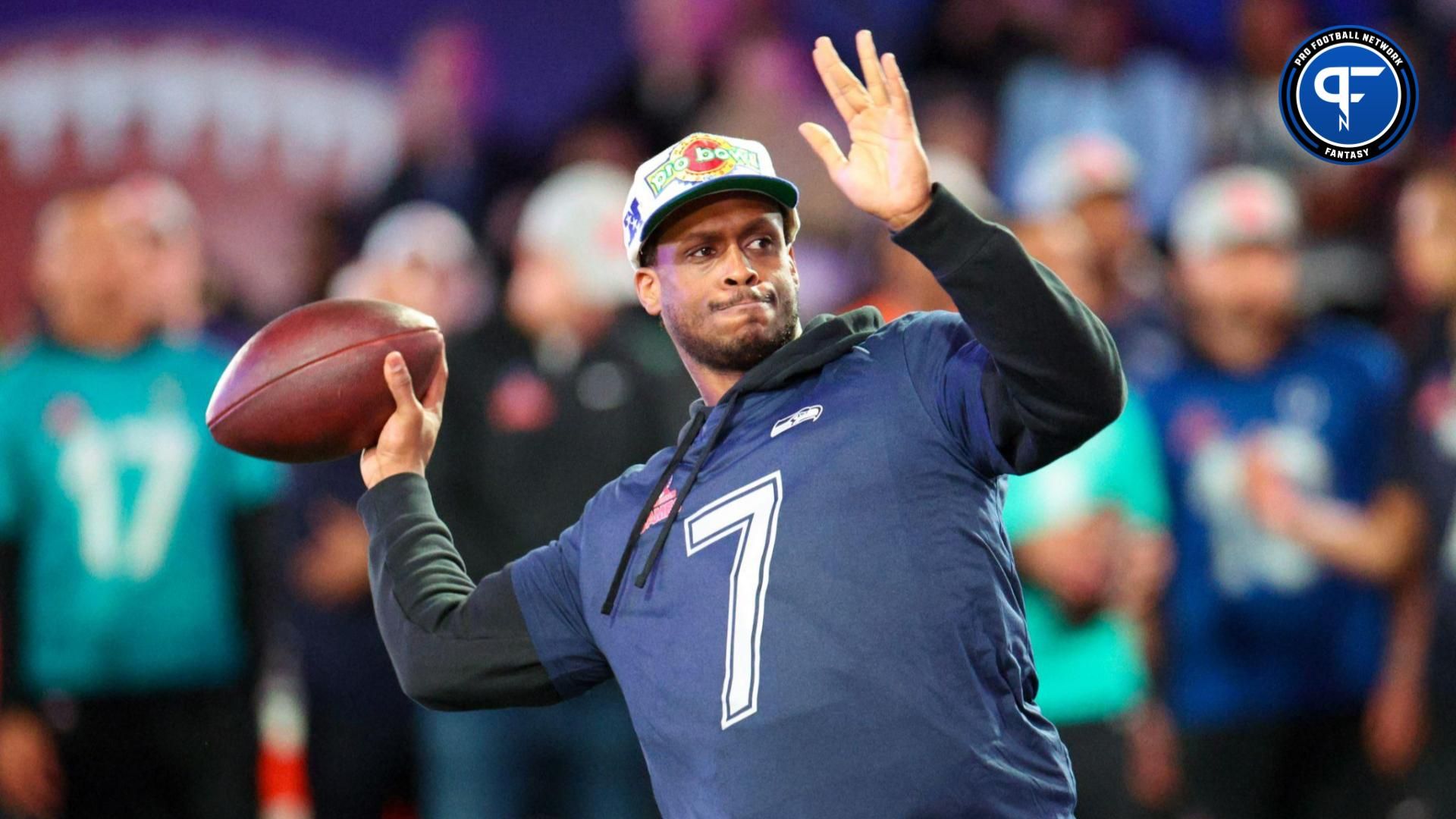 Seattle Seahawks quarterback Geno Smith (7) participates in the NFL Pro Bowl Skills Competition at the UCF NIcholson Fieldhouse.