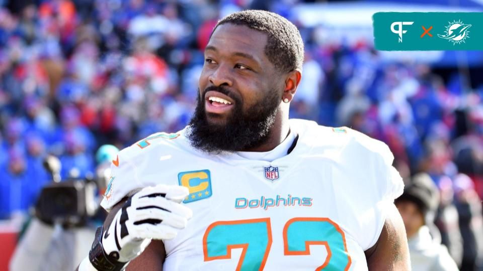 Miami Dolphins offensive tackle Terron Armstead before playing against the Buffalo Bills in a NFL Wild Card game at Highmark Stadium.