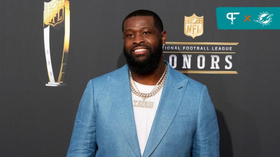 Terron Armstead on the red carpet before the NFL Honors show at Resorts World Theatre.