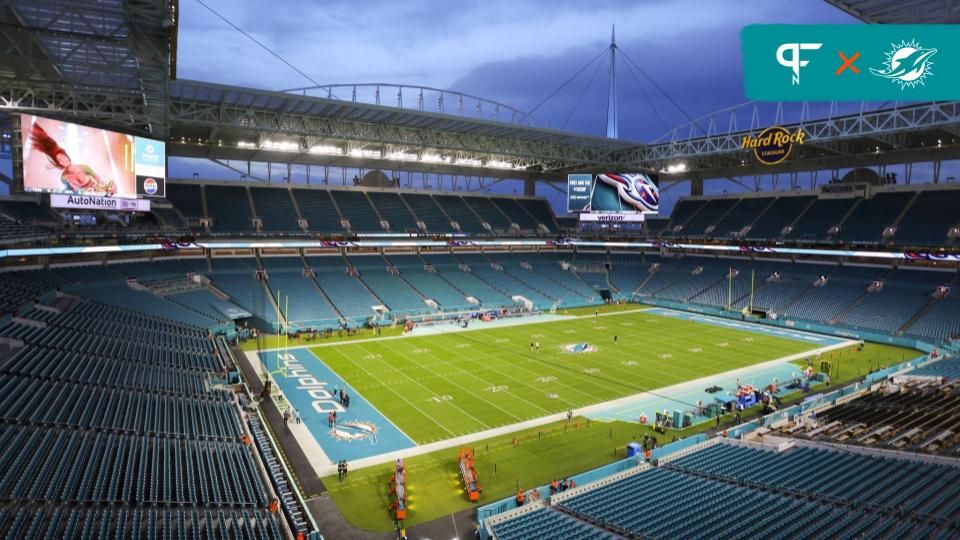 A view of the field of play prior to the Miami Dolphins hosting the Tennessee Titans at Hard Rock Stadium.