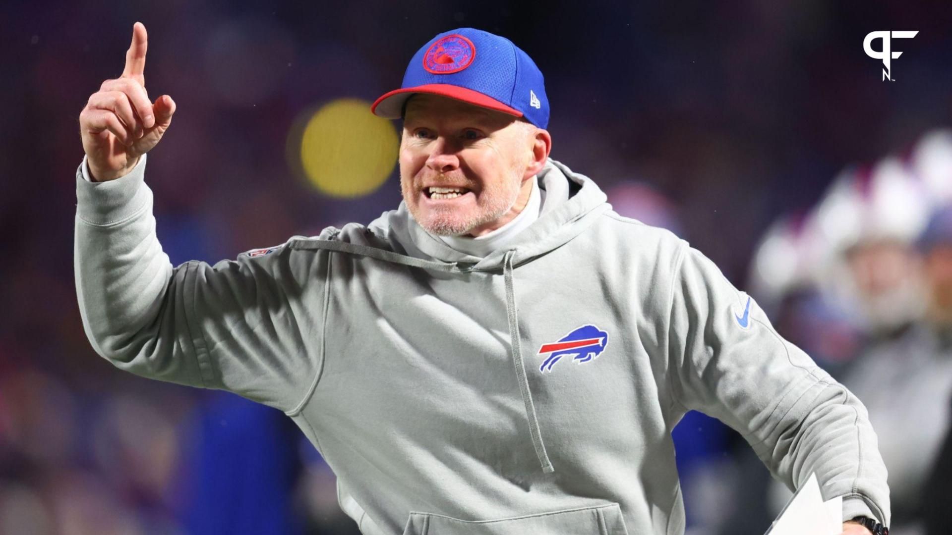 Buffalo Bills head coach Sean McDermott reacts against the Kansas City Chiefs during the second half for the 2024 AFC divisional round game at Highmark Stadium