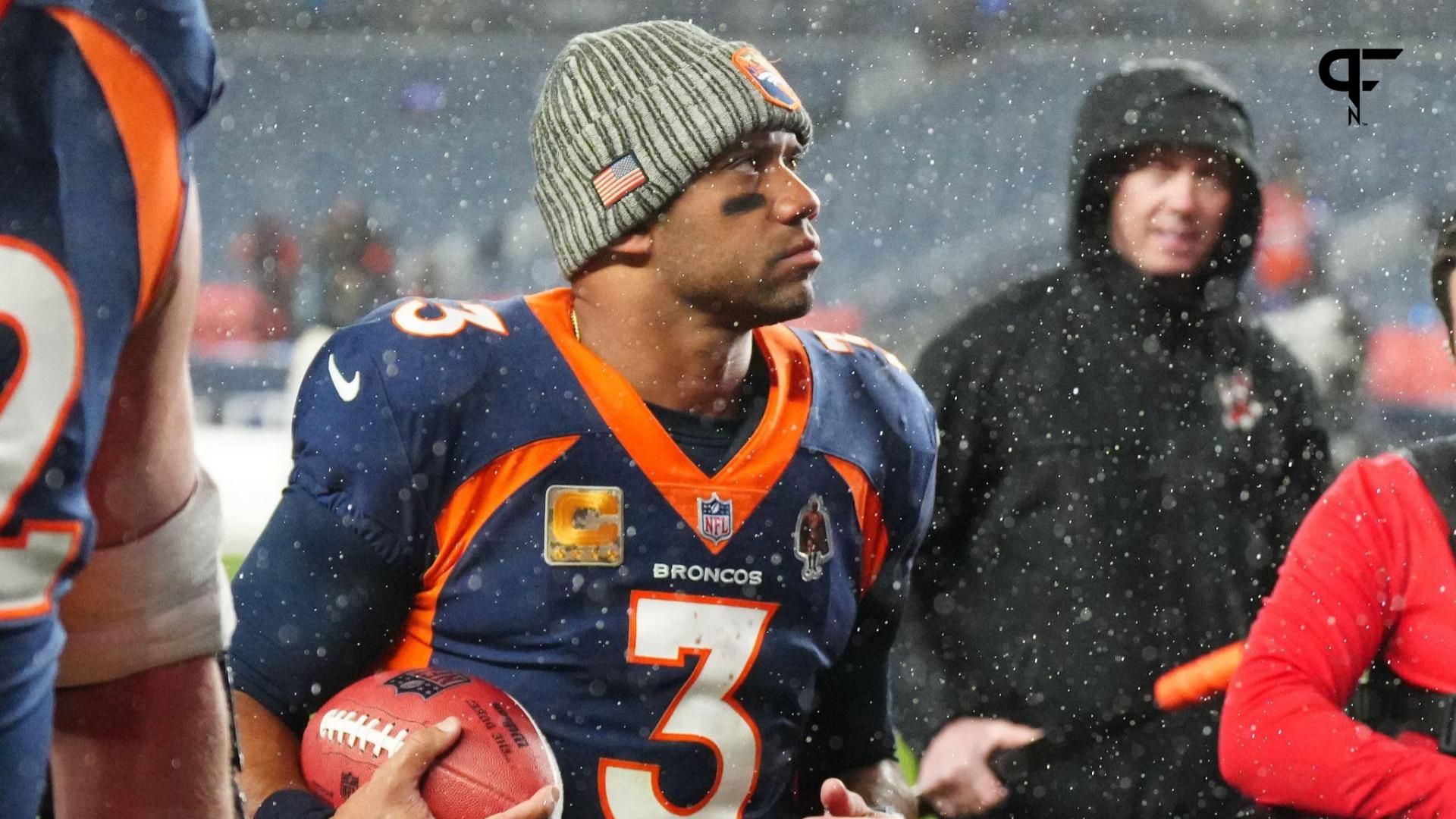 Denver Broncos quarterback Russell Wilson (3) reacts after the game against the Minnesota Vikings at Empower Field at Mile High.