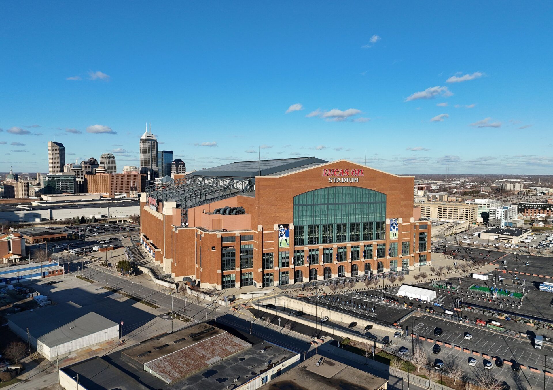 An outside look of Lucas Oil Stadium, home of the NFL Scouting Combine.