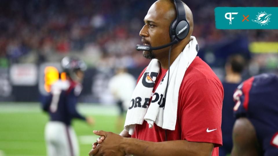 Houston Texans defensive line coach Anthony Weaver against the Indianapolis Colts during the AFC Wild Card at NRG Stadium.