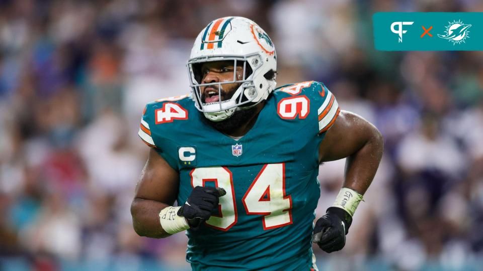 Miami Dolphins defensive tackle Christian Wilkins (94) looks on against the Dallas Cowboys during the second quarter at Hard Rock Stadium.