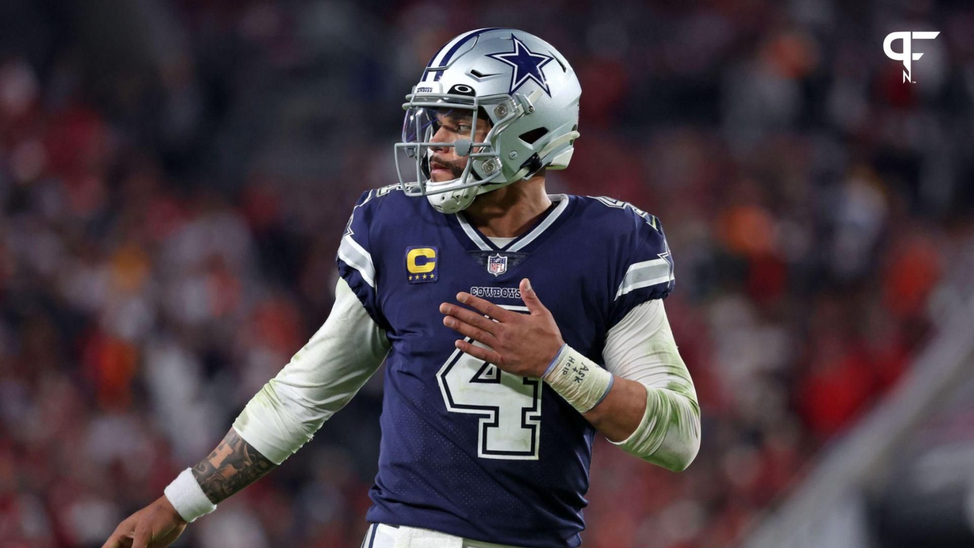 Dallas Cowboys quarterback Dak Prescott (4) in the second half against the Tampa Bay Buccaneers during the wild card game at Raymond James Stadium.