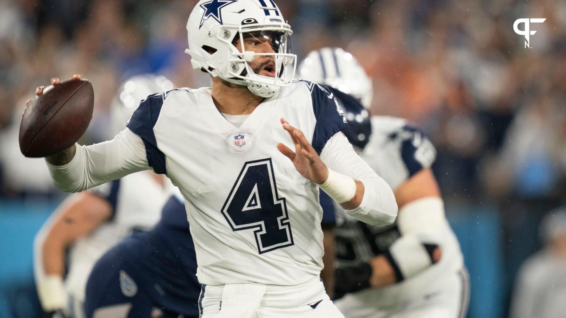 Dallas Cowboys QB Dak Prescott (4) throws a pass against the Tennessee Titans.