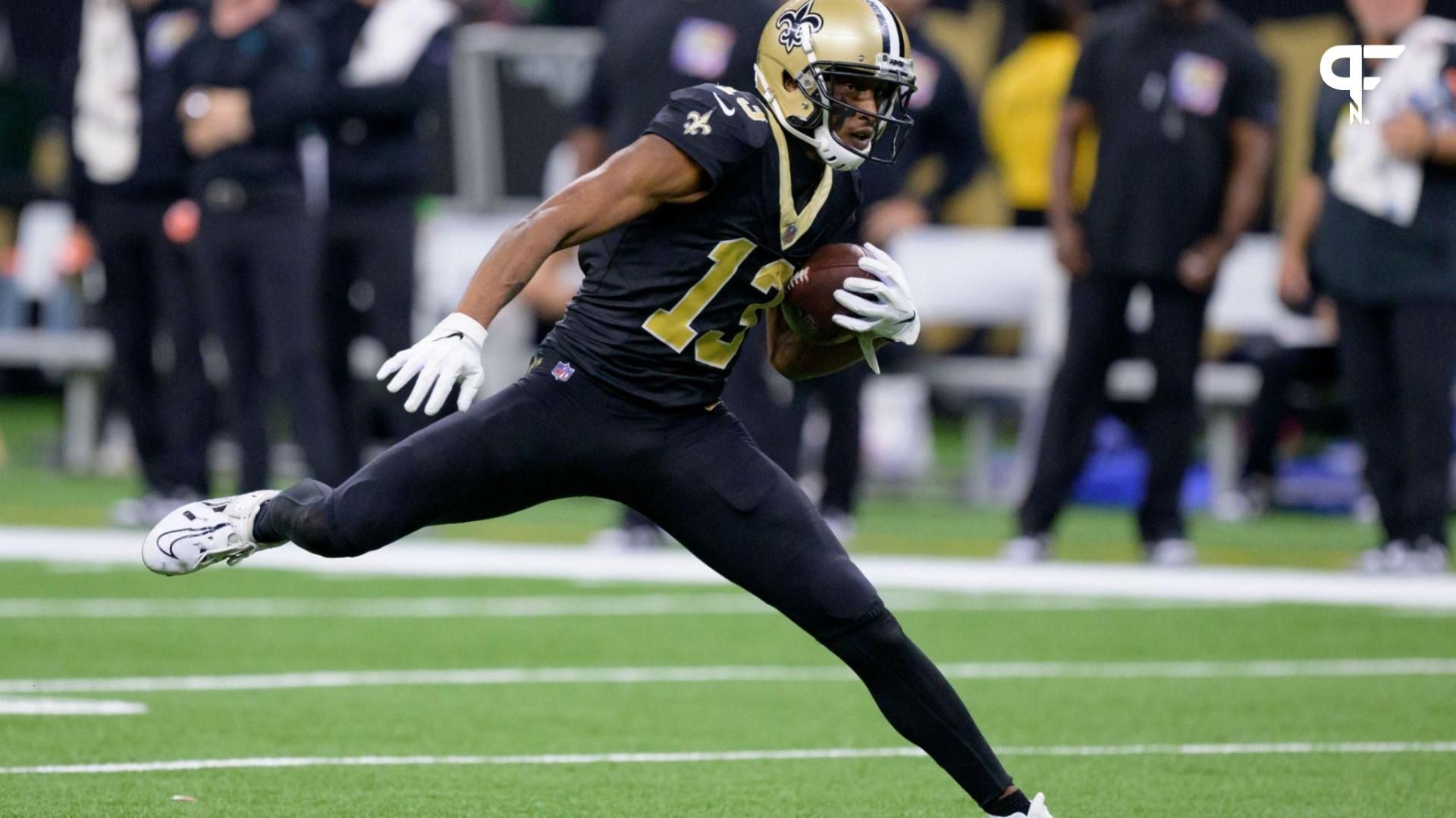 New Orleans Saints wide receiver Michael Thomas (13) runs after a completion against the Jacksonville Jaguars at the Caesars Superdome.