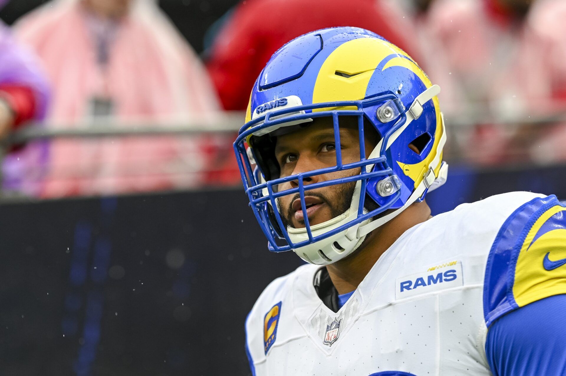 Los Angeles Rams defensive tackle Aaron Donald (99) before the game against the Baltimore Ravens at M&T Bank Stadium.