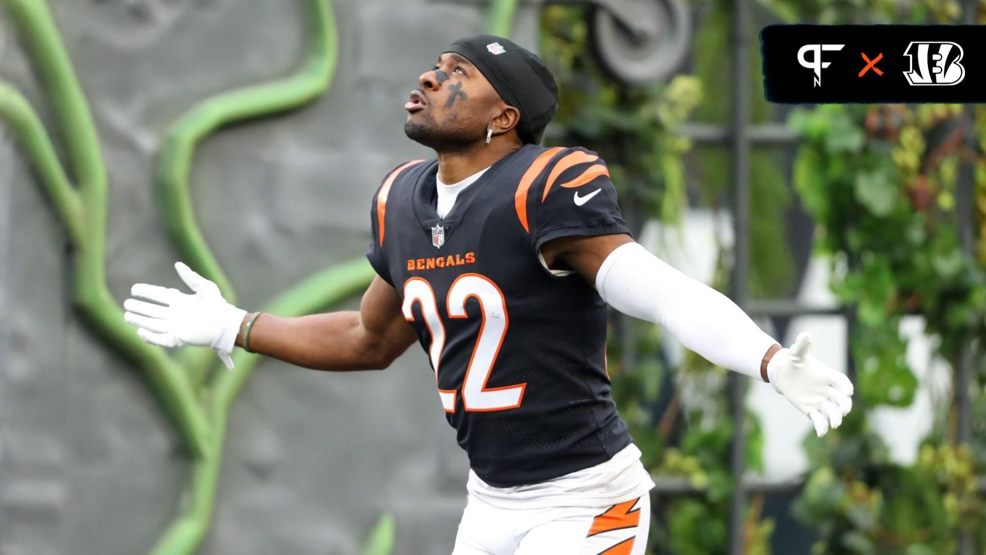 Cincinnati Bengals cornerback Chidobe Awuzie (22) enters the field before the game against the Indianapolis Colts at Paycor Stadium.