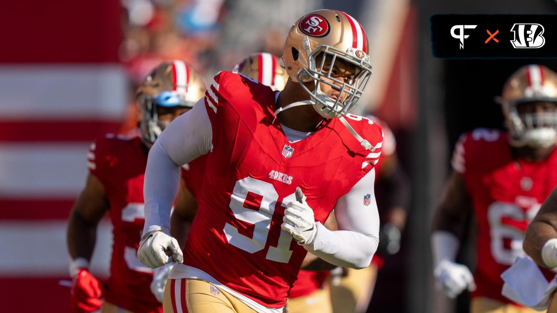 San Francisco 49ers defensive end Arik Armstead (91) before the game against the Denver Broncos at Levi's Stadium.