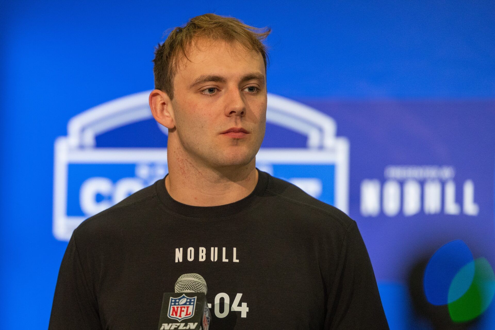 Georgia TE Brock Bowers talks to the media at the 2024 NFL Scouting Combine.