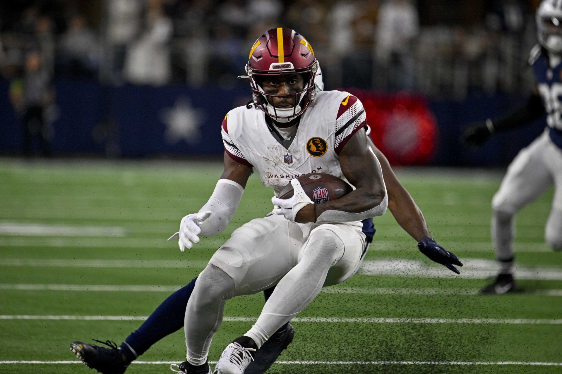 Washington Commanders wide receiver Curtis Samuel (4) in action during the game between the Dallas Cowboys and the Washington Commanders at AT&T Stadium.