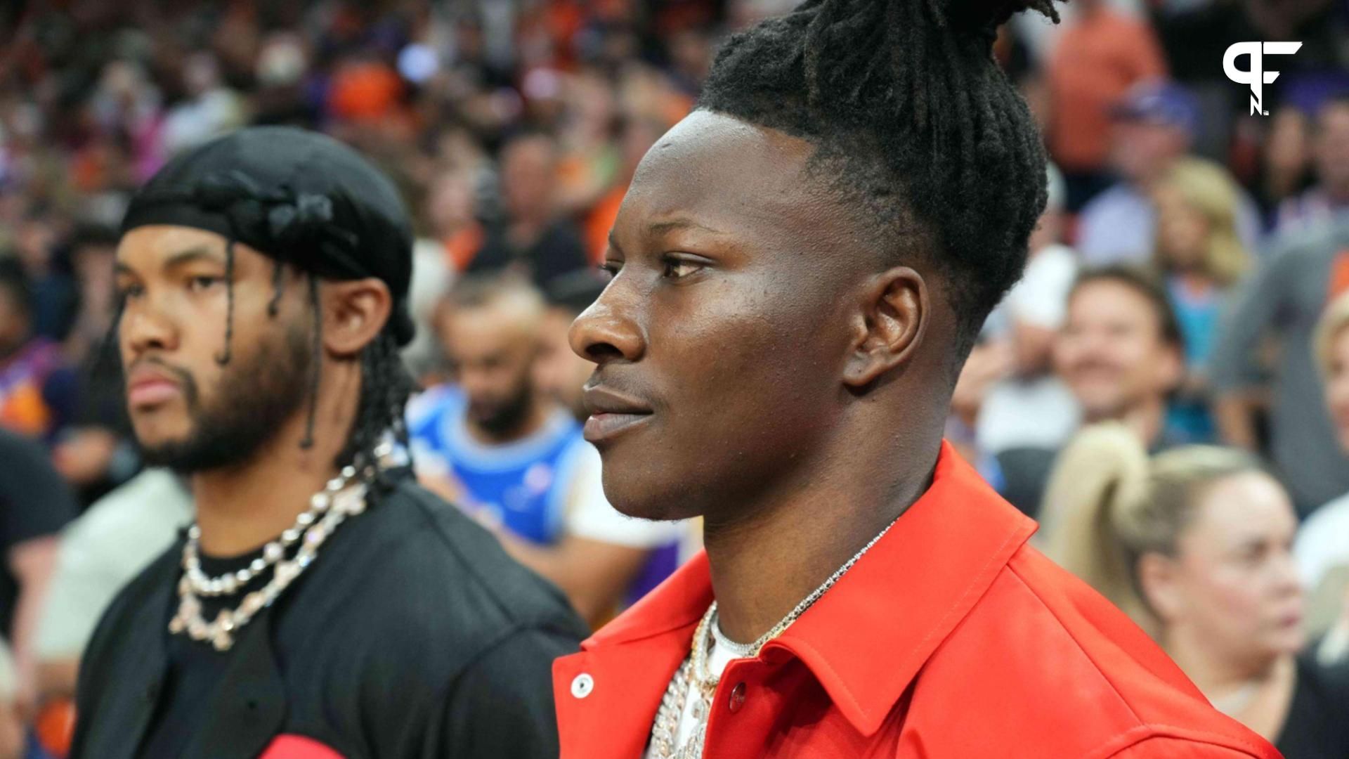 Arizona Cardinals WR Hollywood Brown and QB Kyler Murray at an NBA playoffs game.