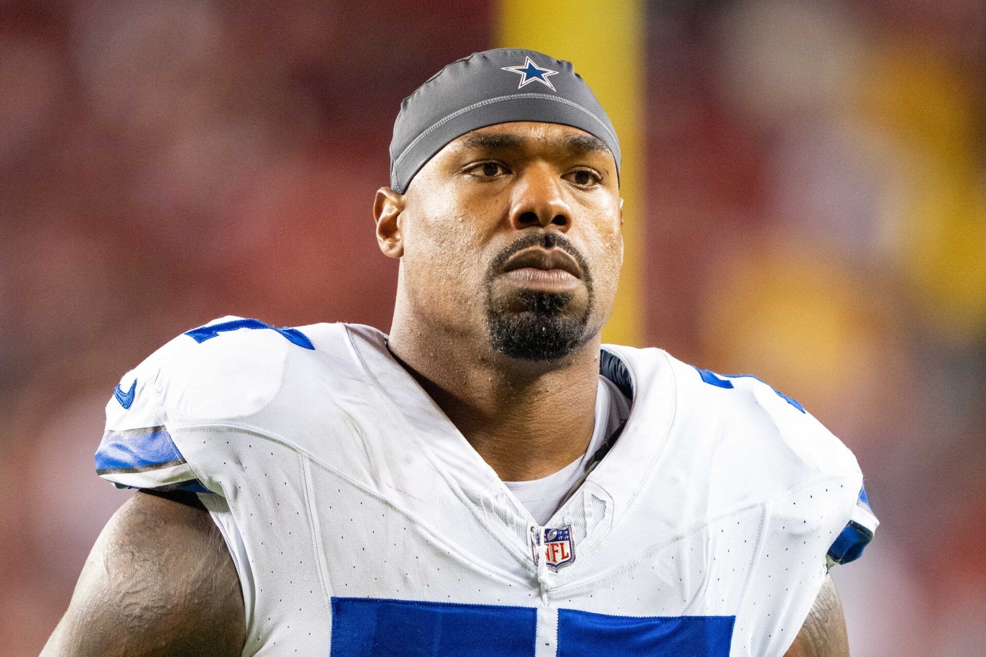 Dallas Cowboys offensive tackle Tyron Smith (77) after the game against the San Francisco 49ers at Levi's Stadium.