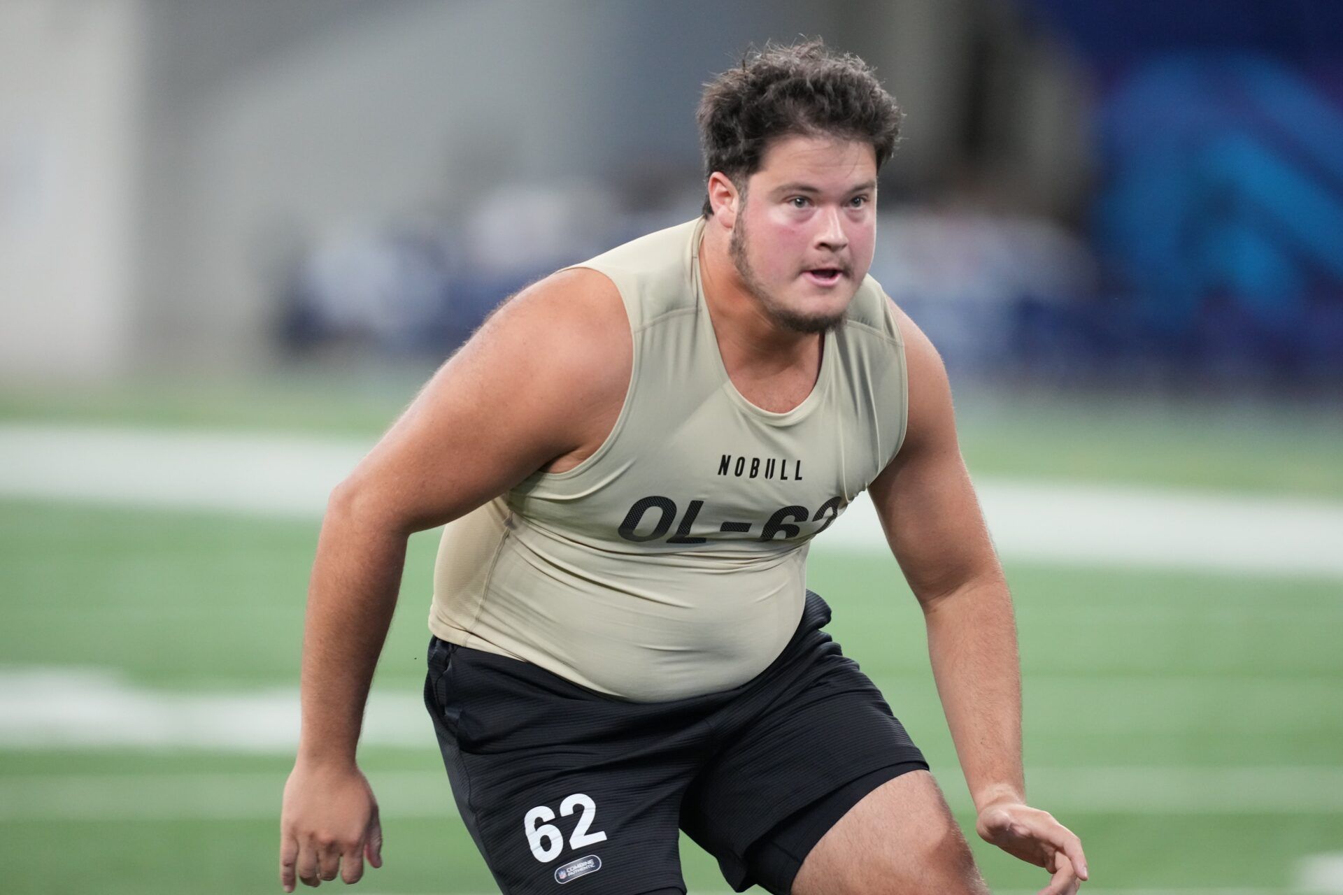 Washington offensive lineman Roger Rosengarten (OL62) during the 2024 NFL Combine at Lucas Oil Stadium.